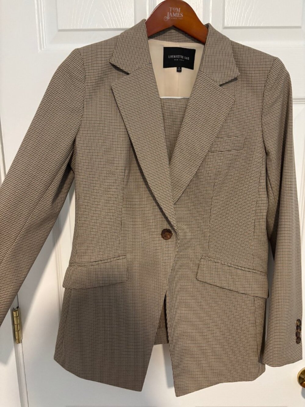Lafayette 148 Houndstooth Pantsuit Blazer & Pleated Pants | Pants Only Price - Picture 8 of 8